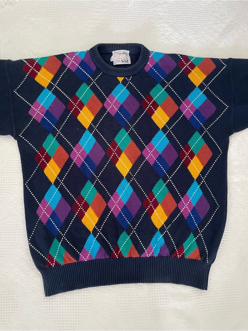 Kipling for The Nassau Shop Vintage Argyle Sweater Men’s XXL 100% Cotton Bahamas